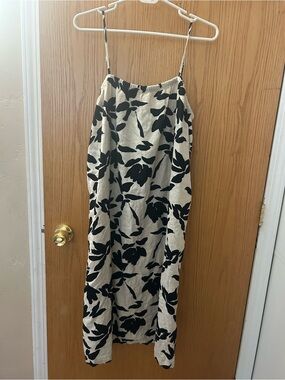 A New Day linen floral black and white slip dress